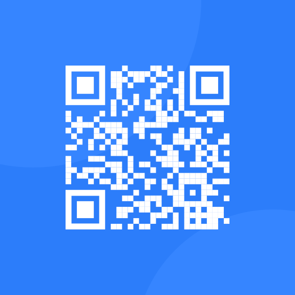 QR code with a blue background color